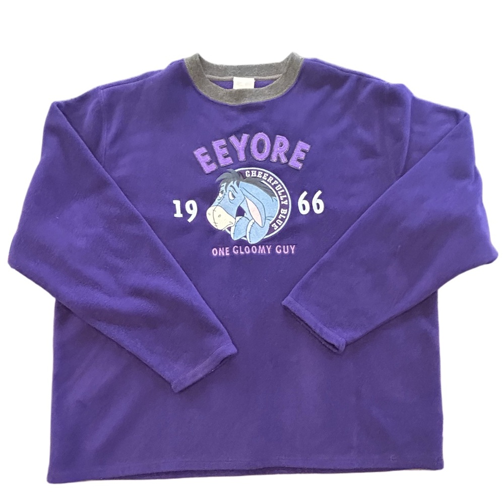 VTG 90s Kidcore streetwear Disney Store emo exclusive Eeyore fleece crewneck LG